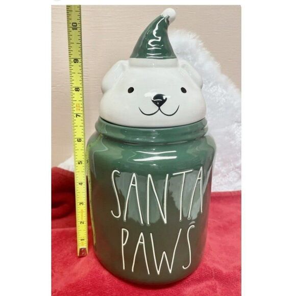 NEW! Rae Dunn “SANTA PAWS” LL Dog Head Topper Treat Canister Christmas 2… - Picture 4 of 5